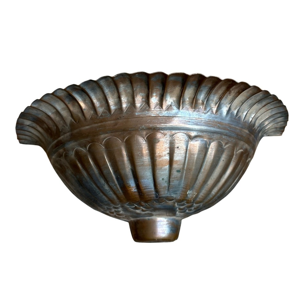Vintage Copper Fluted Wall Planter Pocket Made in Egypt Scalloped Decor